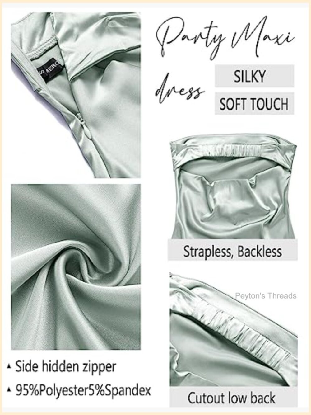 Women's Satin Strapless Bodycon Maxi Dress 2026 Backless Tube Wedding Guest - Picture 5 of 7